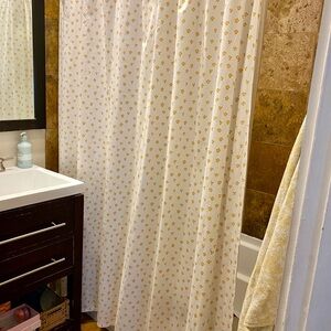 Schoolhouse shower curtain in thistle print